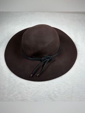 Scala Brown Wide Brim 100% Wool Felt Hat with Black Cord